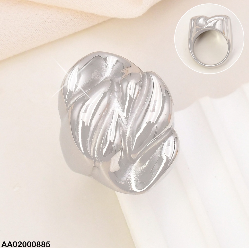 ANILLO PLAT. OVALADO GRAB.GRANOS CAFE RA332-305