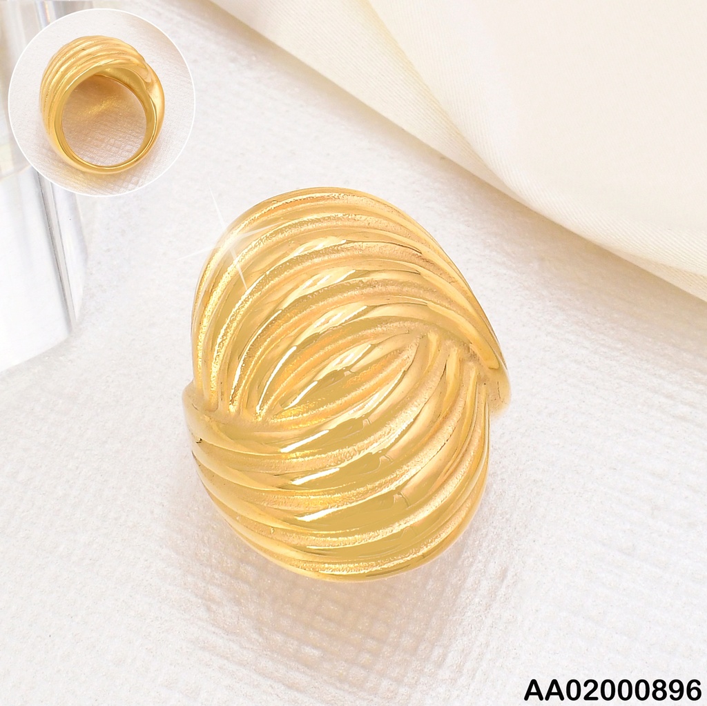 ANILLO DOR RAYAS CURVA ENTRELAZADAS RA343-305