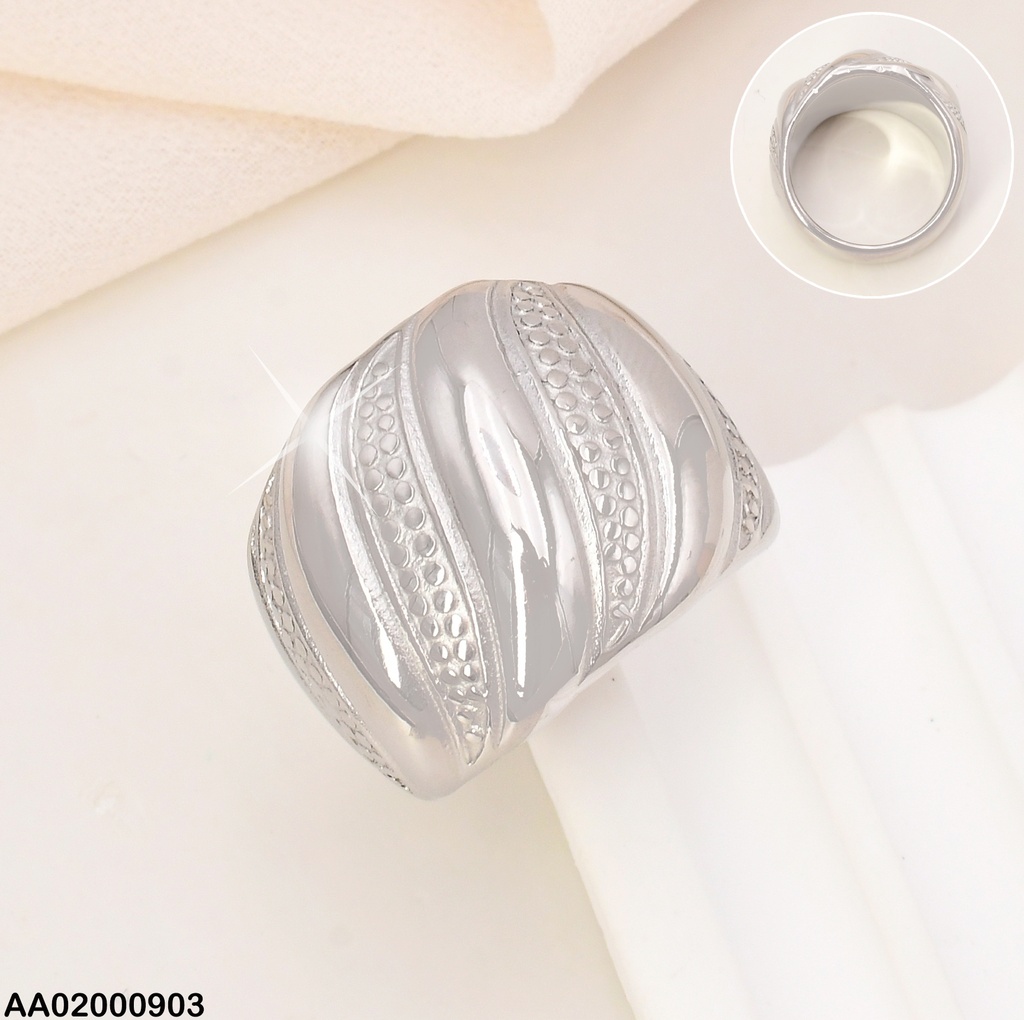 ANILLO PLAT. LINEA LISA DIAGONAL/PUNTEADO RA350-305