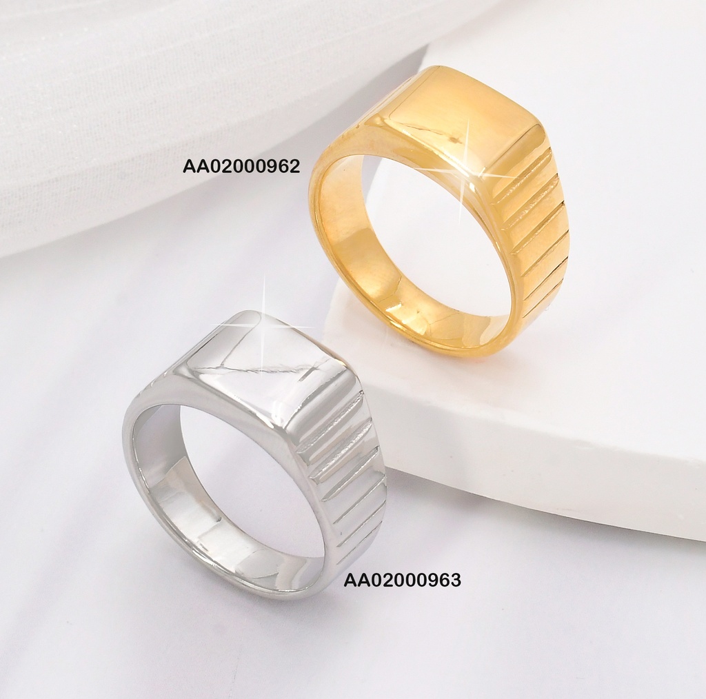 ANILLO PLAT PLACA CUADRADA/ RAYAS A LOS LADOS RA464-305