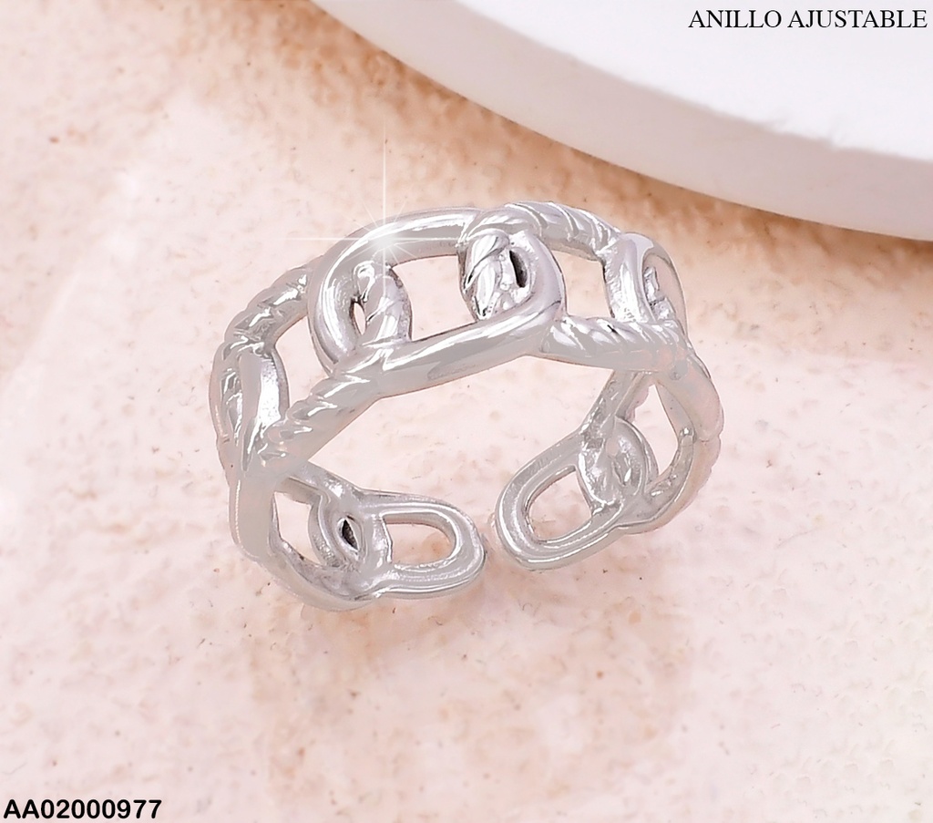 ANILLO PLAT.ESLABONES CAD.LISO/RELIEVE RA526-311