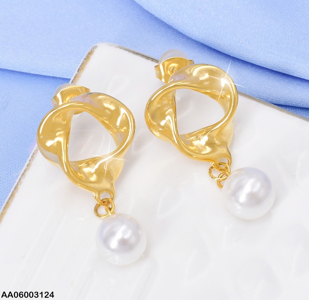 ARETES DOR CIRCULO IRREGULAR/PERLA COLGANTE EA938-45