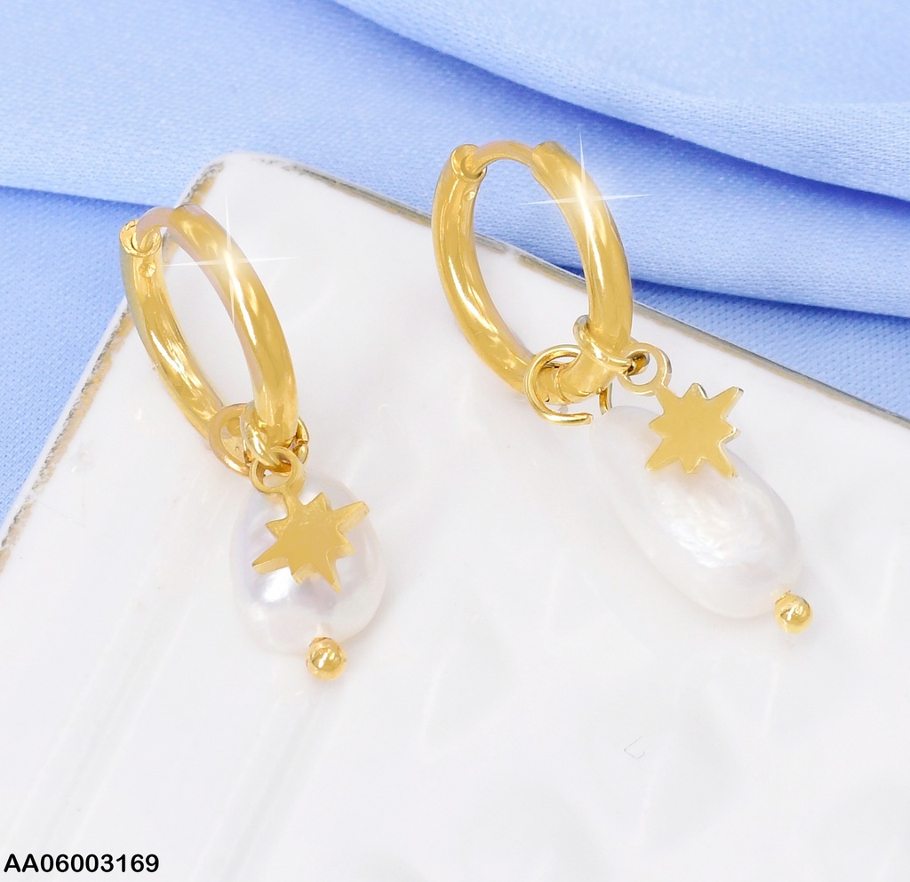 ARETES DOR RD ESTRELLA & PERLA COLGANTE EA1019-45