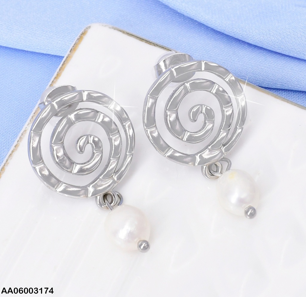 ARETE PLAT ESPIRAL/ PERLA COLGANTE EA1024-45