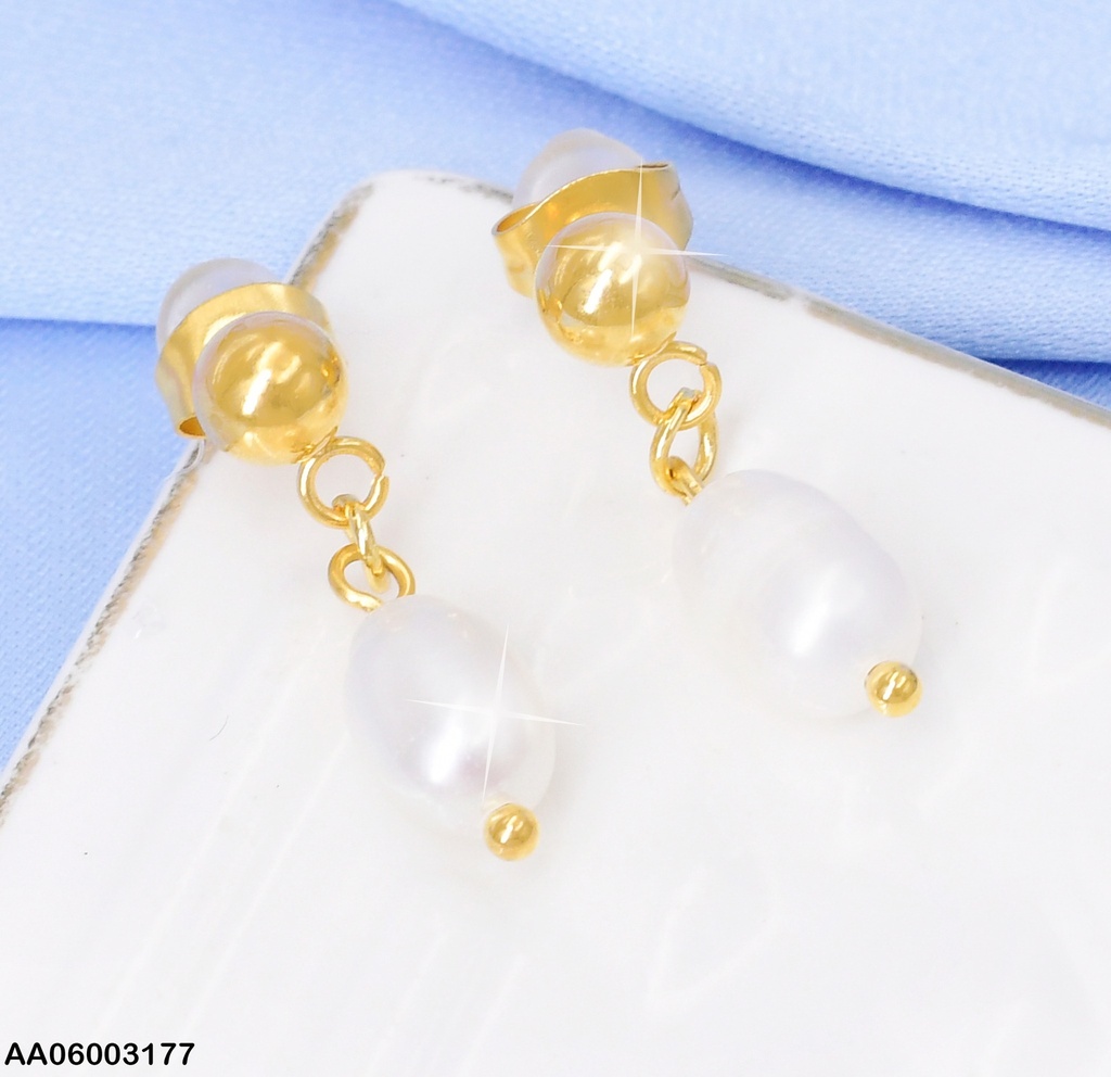 ARETES DOR PELOTITA /PERLA CULTIVADA EA1027-45