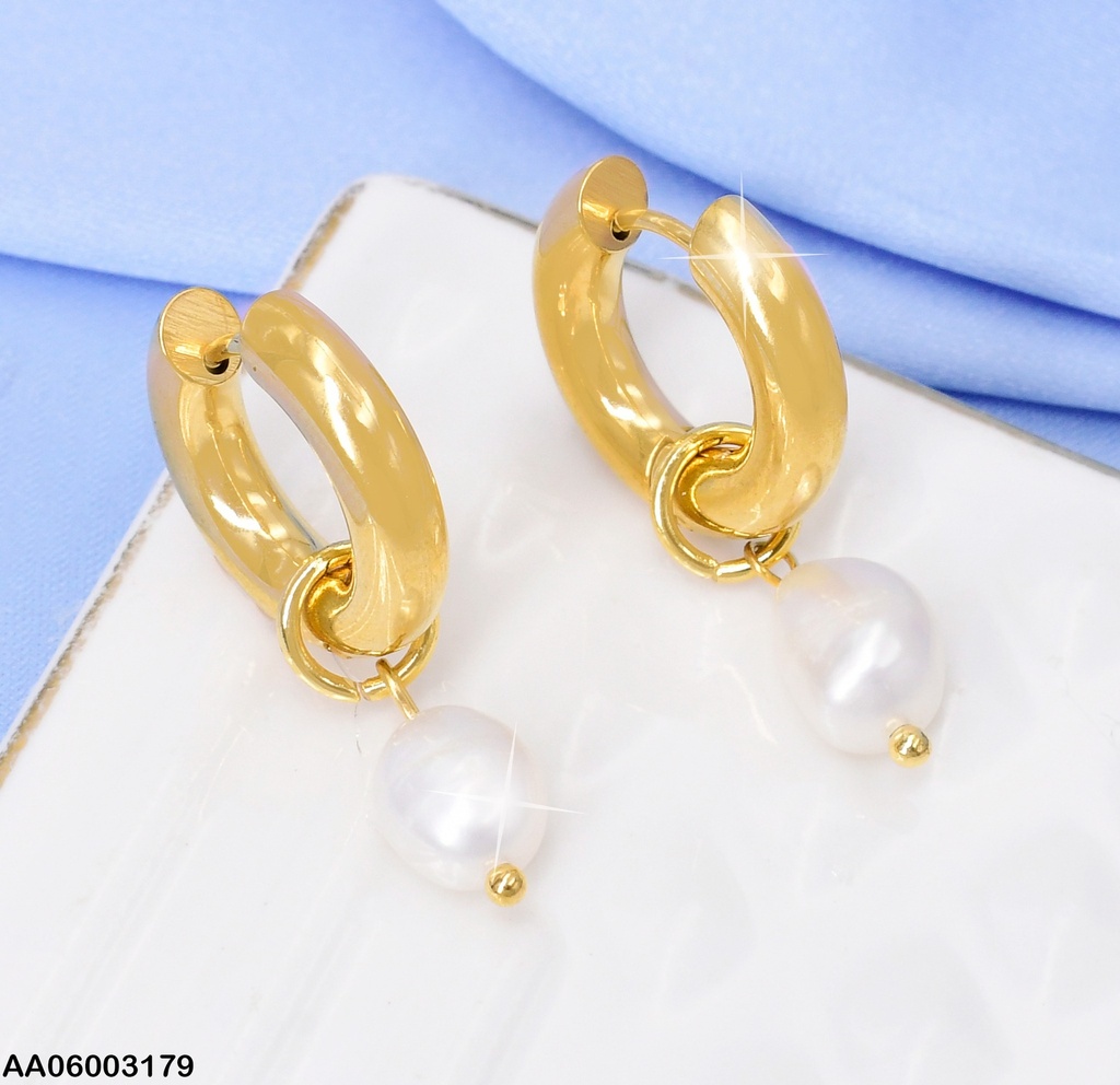 ARETES DOR RD GRUESO/ PERLA COLGANTE EA1029-45