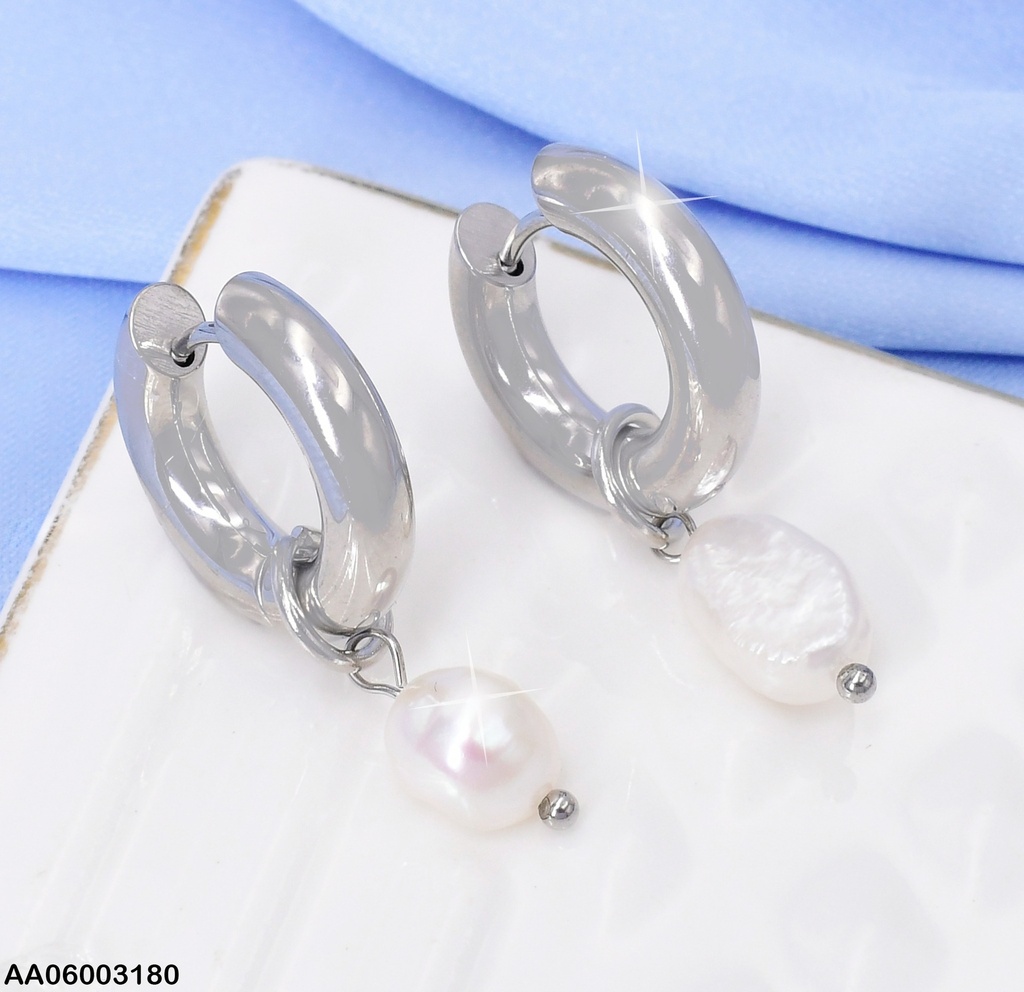 ARETES PLAT RD GRUESO/ PERLA COLGANTE EA1030-45
