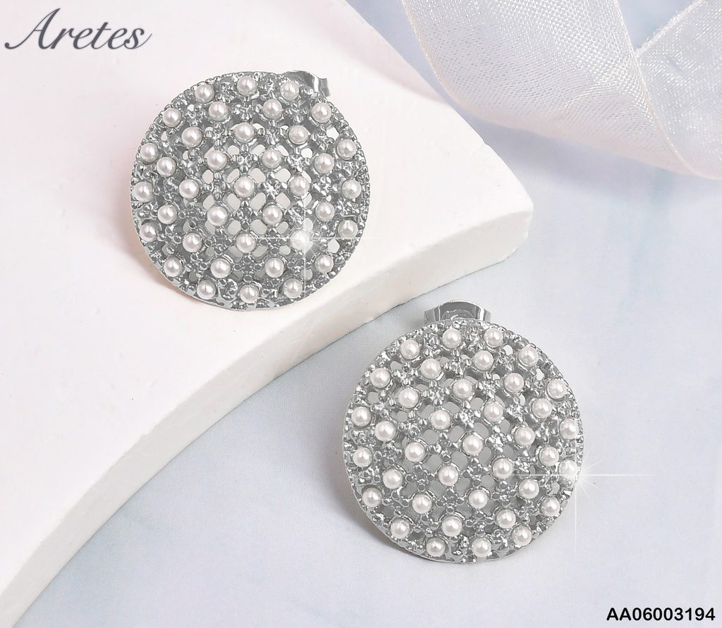 ARETES PLAT CALADO/ PERLITAS EA1054-45