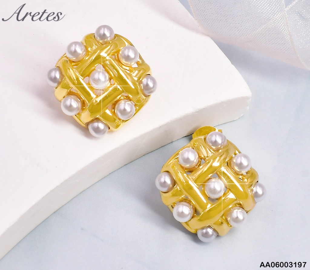 ARETES CUADRO ENTRELAZADOS/PERLITAS EA1059-45