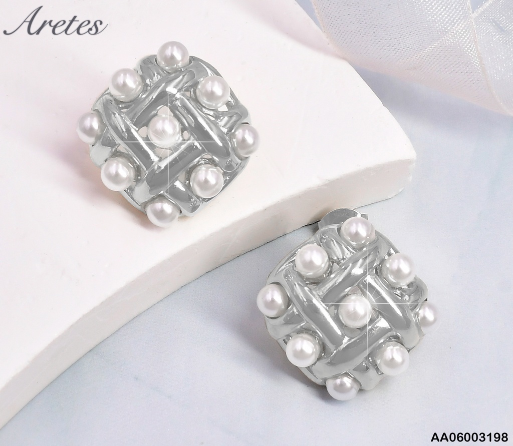 ARETES PLAT. CUADRO ENTRELAZADOS/PERLITAS EA1060-45