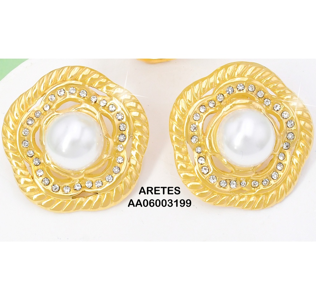 ARETES DOR FLOR TORNEADA/ ZIRC/ PERLA CENTRO EA1061-45