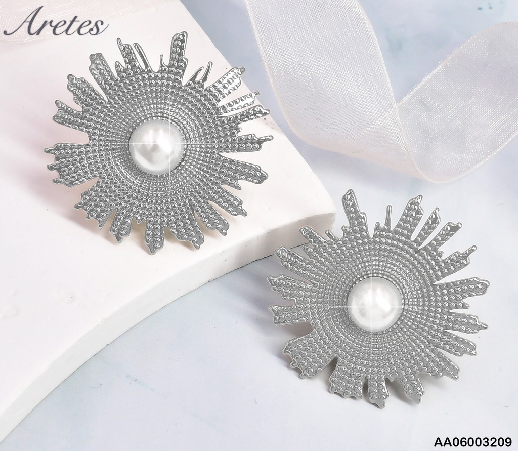 ARETES PLAT SOL PUNTITOS/PERLA CENTRO EA1080-1