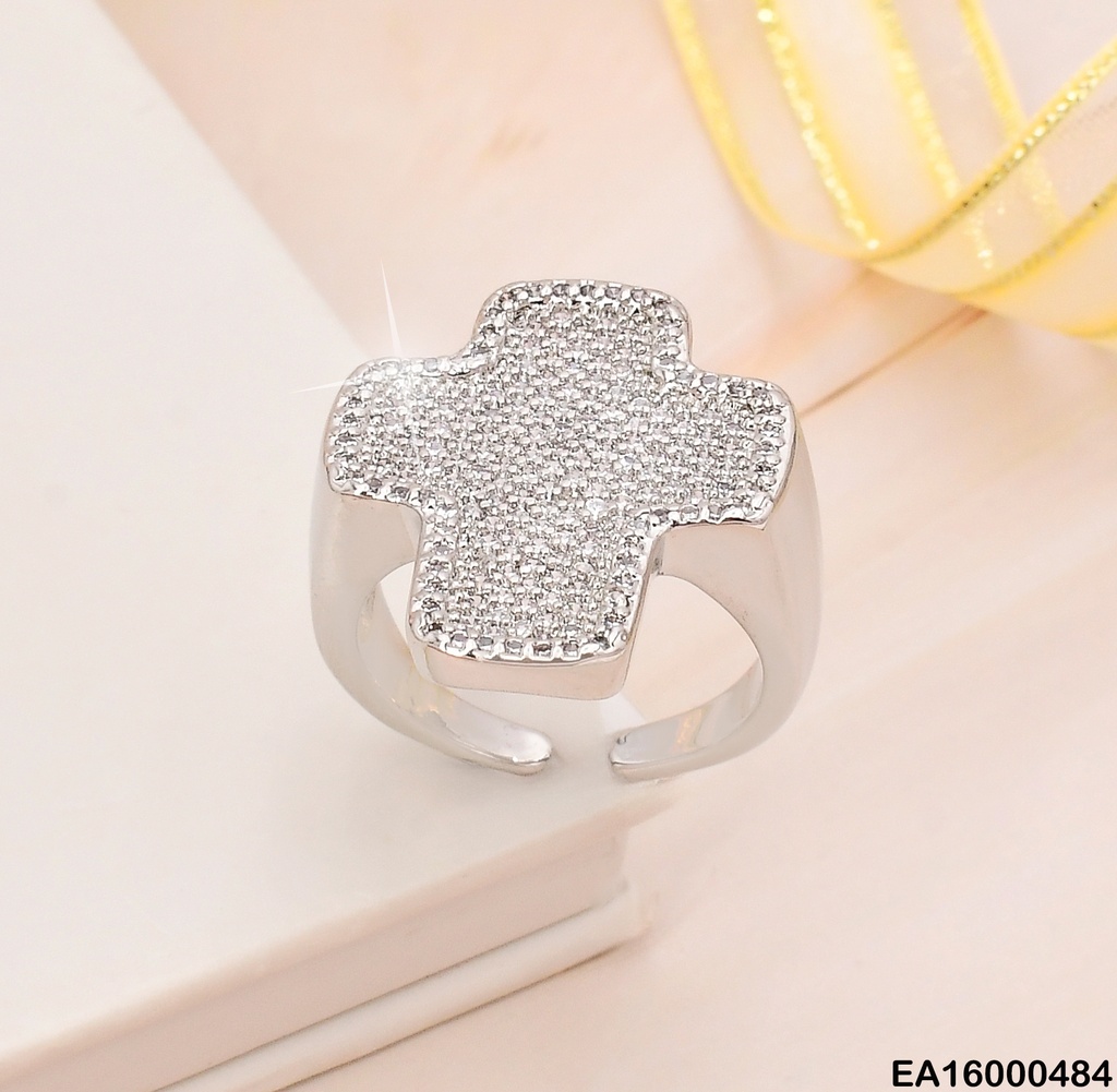 ANILLO PLAT CRUZ ZIRC. RE113-268