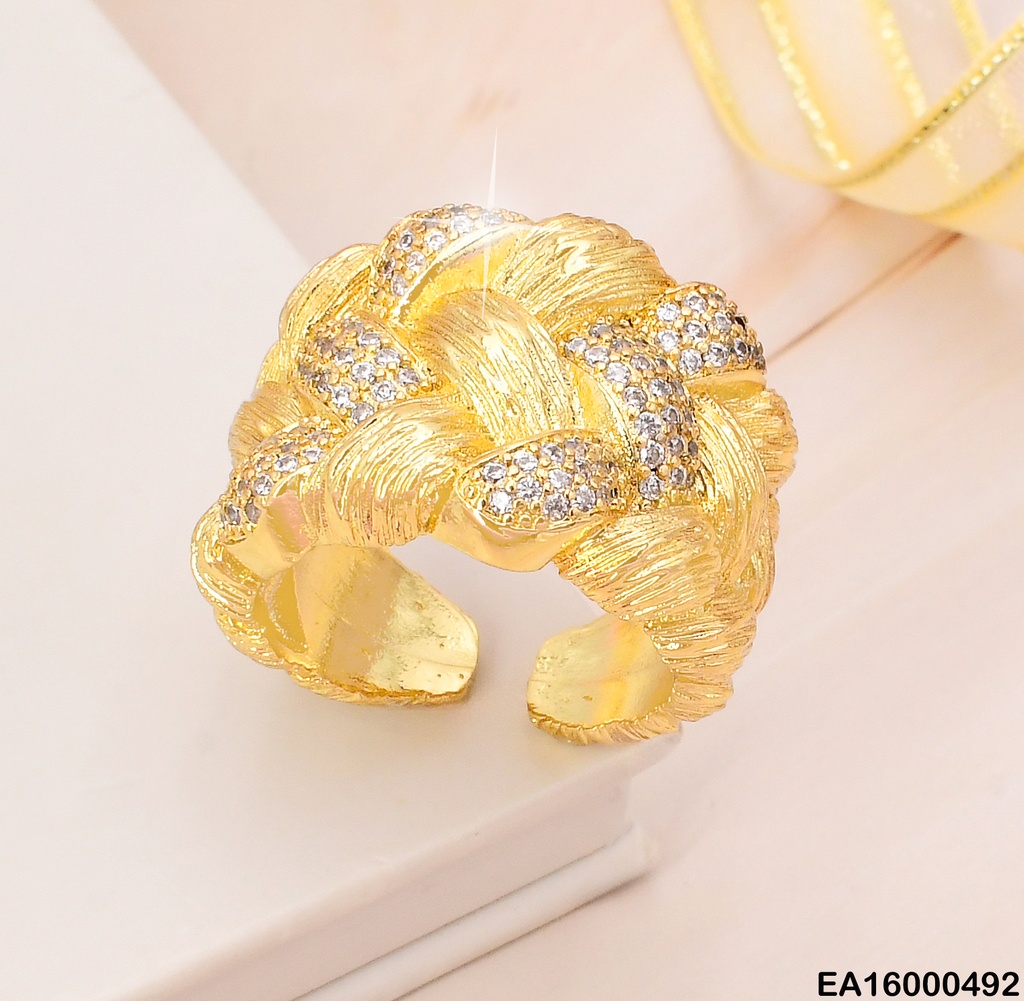 ANILLO ANCHO TRENZADO RAYAS/ZIRCONIAS RE122-268