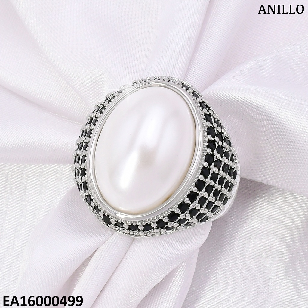 ANILLO AJUST. PLAT. BORDES ZIRC. PERLA OVALADA CENTRO RE129-268