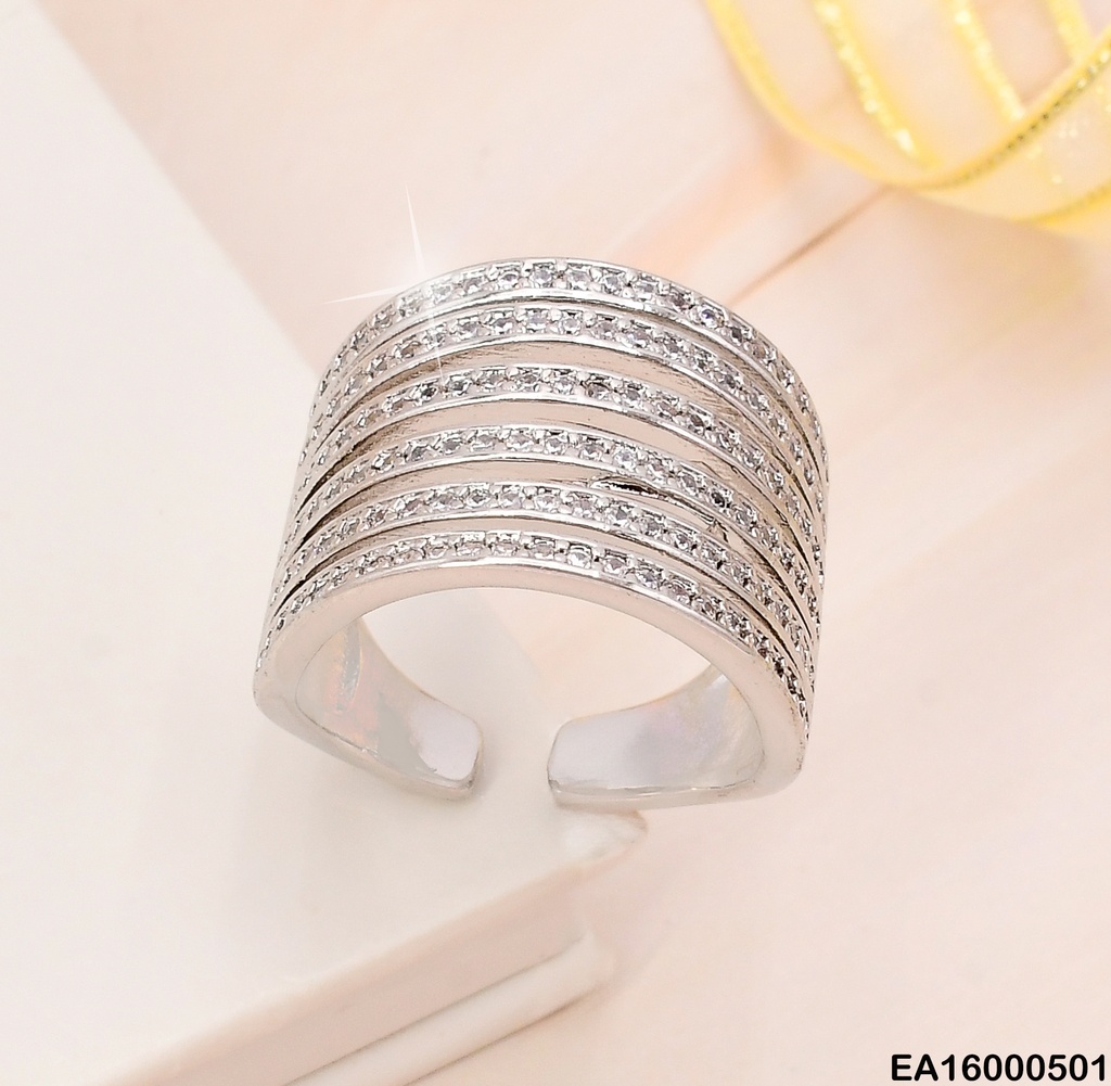 ANILLO PLAT 6 LINEAS ZIRC RE131-268