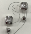 ARETES PLAT.TELEFONO ZIRC. CUADRADA-PELOTITA EE956-3