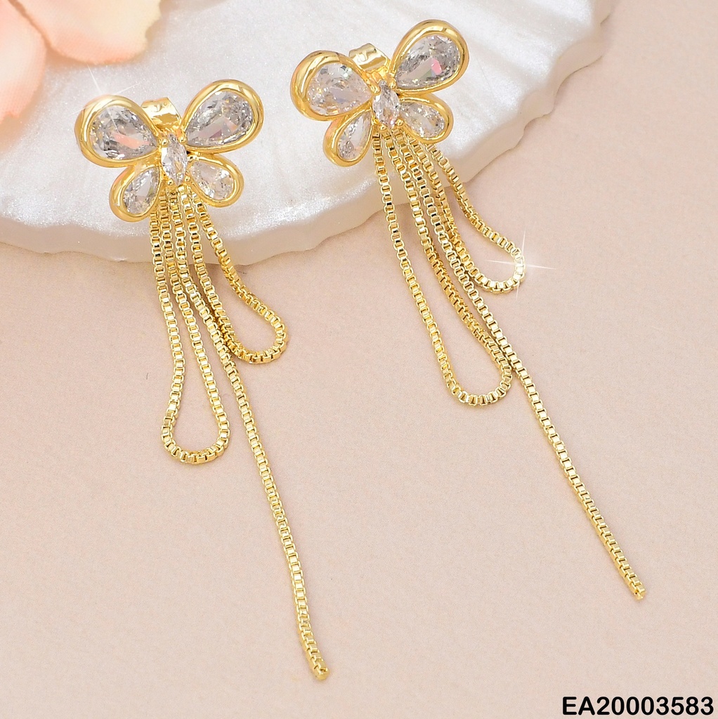ARETES DOR MARIPOSA LINEAS TORNEADAS  COLGANTES EE975-3