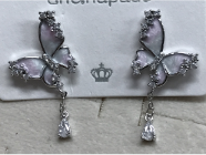 ARETES PLAT MARÍPOSA ZIRC. ALREDEDOR / ZIRC COLGANTE EE982-3