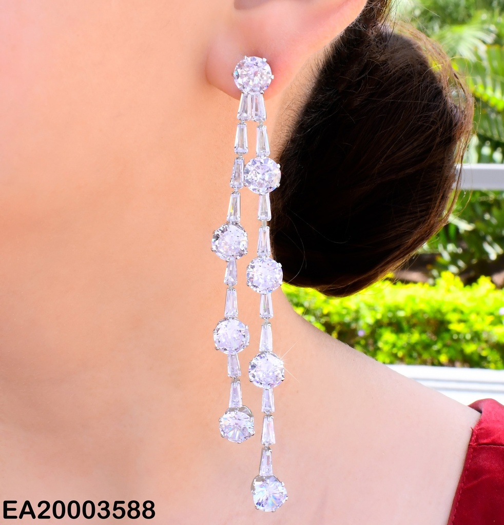 ARETES PLAT. 2 LINEAS ZIRCONIAS RECT/RD EE1148-132