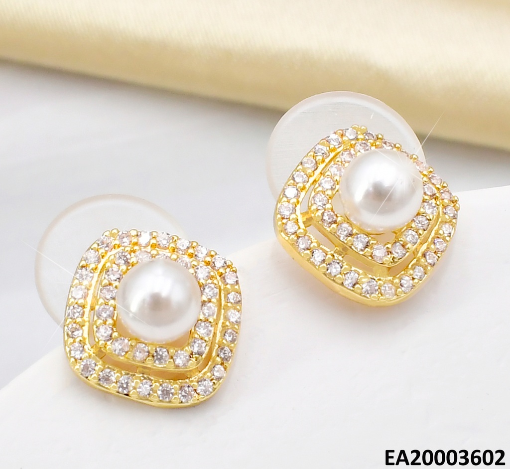 ARETES DOR CUADRO ZIRC/ PERLA CENTRO EE1071-6