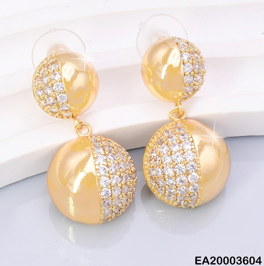 ARETES DOR 2 CIRC. MITAD ZIRC/LISO EE1075-6