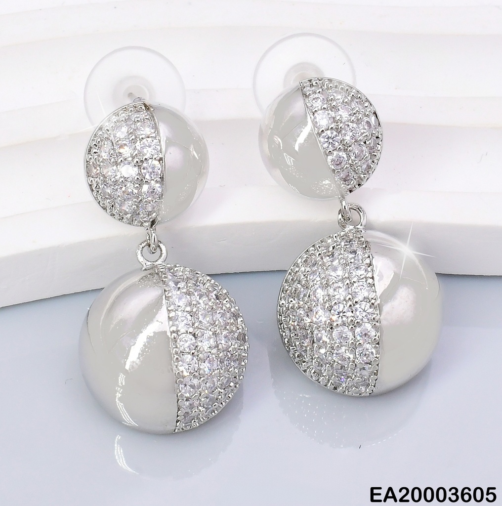 ARETES PLAT 2 CIRC. MITAD ZIRC/LISO EE1076-6