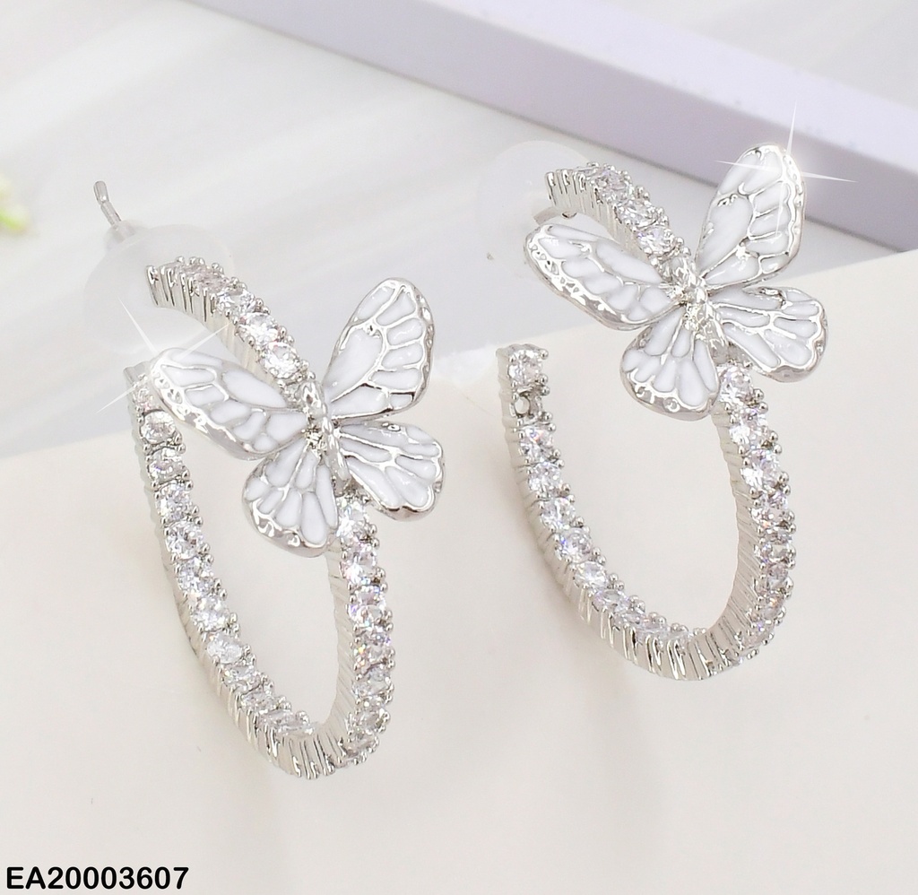 ARETES PLAT "C" ZIRC/ MARIPOSA BLANCA EE1080-6