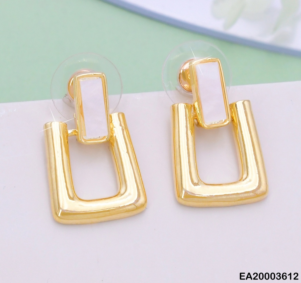 ARETES DOR RECT. BLANCO/CUADRO DOR EE1080-132