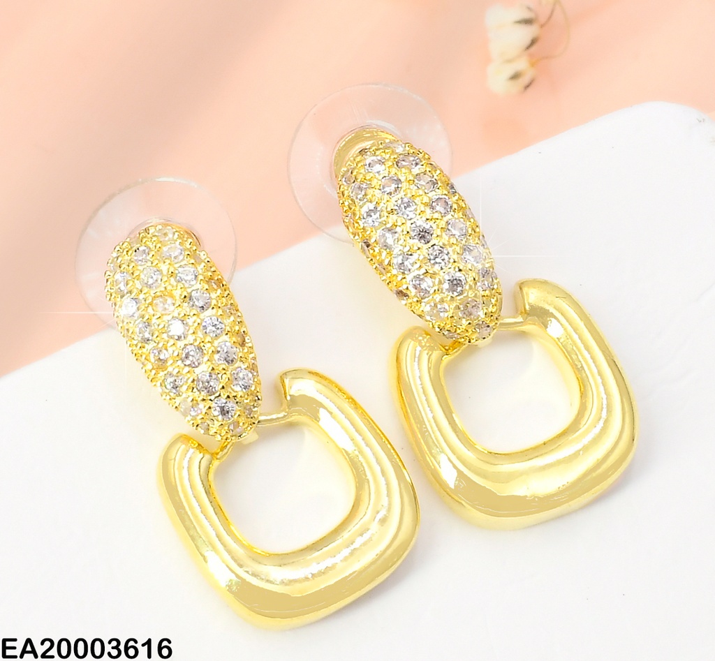 ARETES DOR OVALO ZIRC/ CUADRO COLGANTE EE1184-132