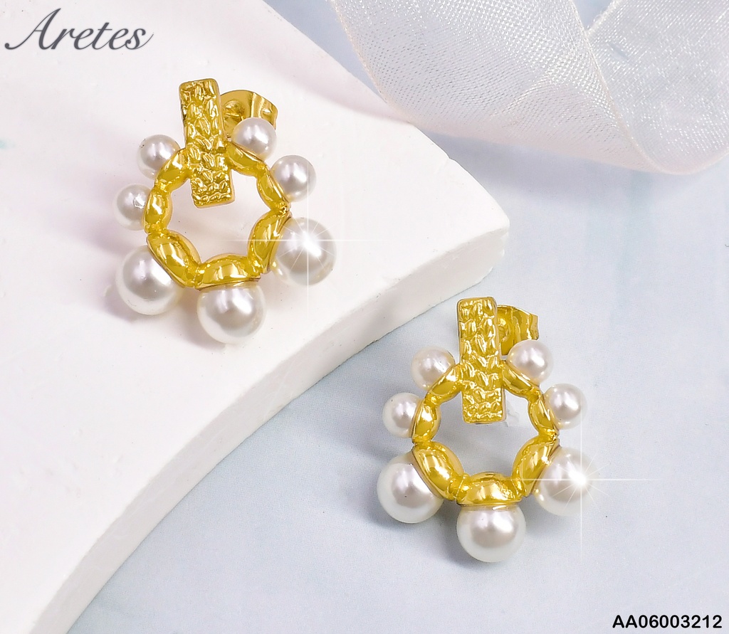 ARETES DOR RECT. CORRUGADO/ CIRCULO PERLAS ALREDEDOR EA1083-1