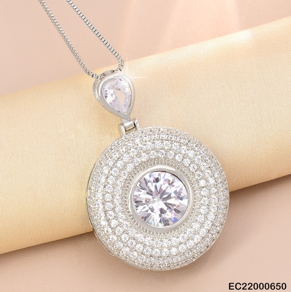 CADENA PLAT ZIRC/ DIJE RD ZIRC CRISTAL CE123-6