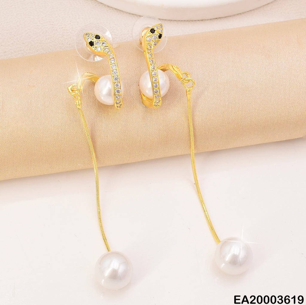 ARETES DOR/PERLA CUBIERTA POR SERPIENTE ZIRC/COLGANTE PERLA EE1195-132