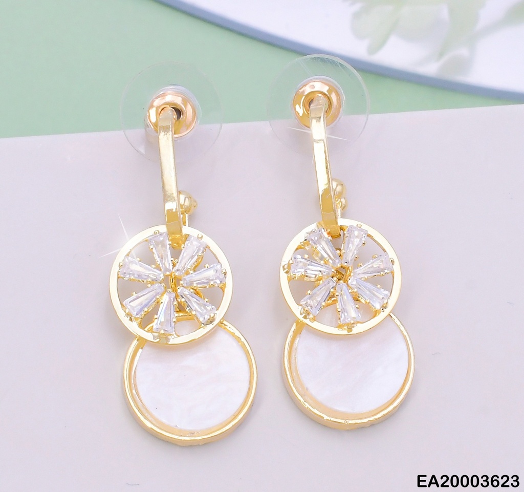ARETES DOR CIRCULO FLOR ZIRC RECT./ CIRC. BLANCO  EE1277-132