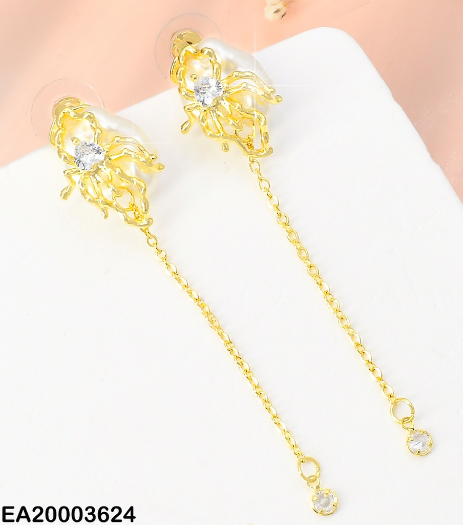 ARETES PERLA CULTIVADA C/MASCARA FLOR-CADENITA EE1288-132