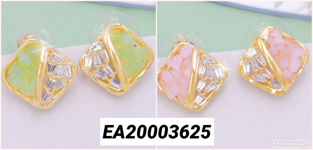 ARETES DOR ROMBO MITAD ZIRC CRISTAL/ MITAD COL SURT EE1299-132