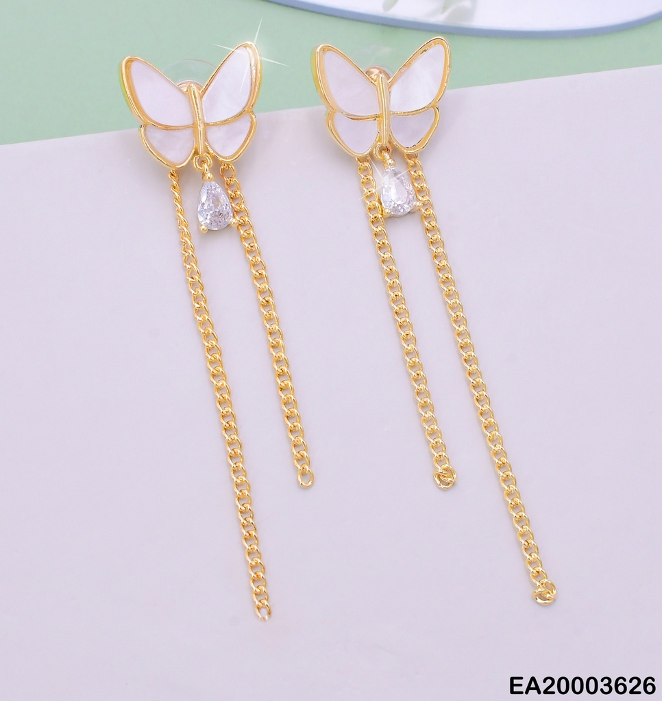 ARETES DOR MARIPOSA BLANCA/ CADENITA COLGANTE EE1308-132