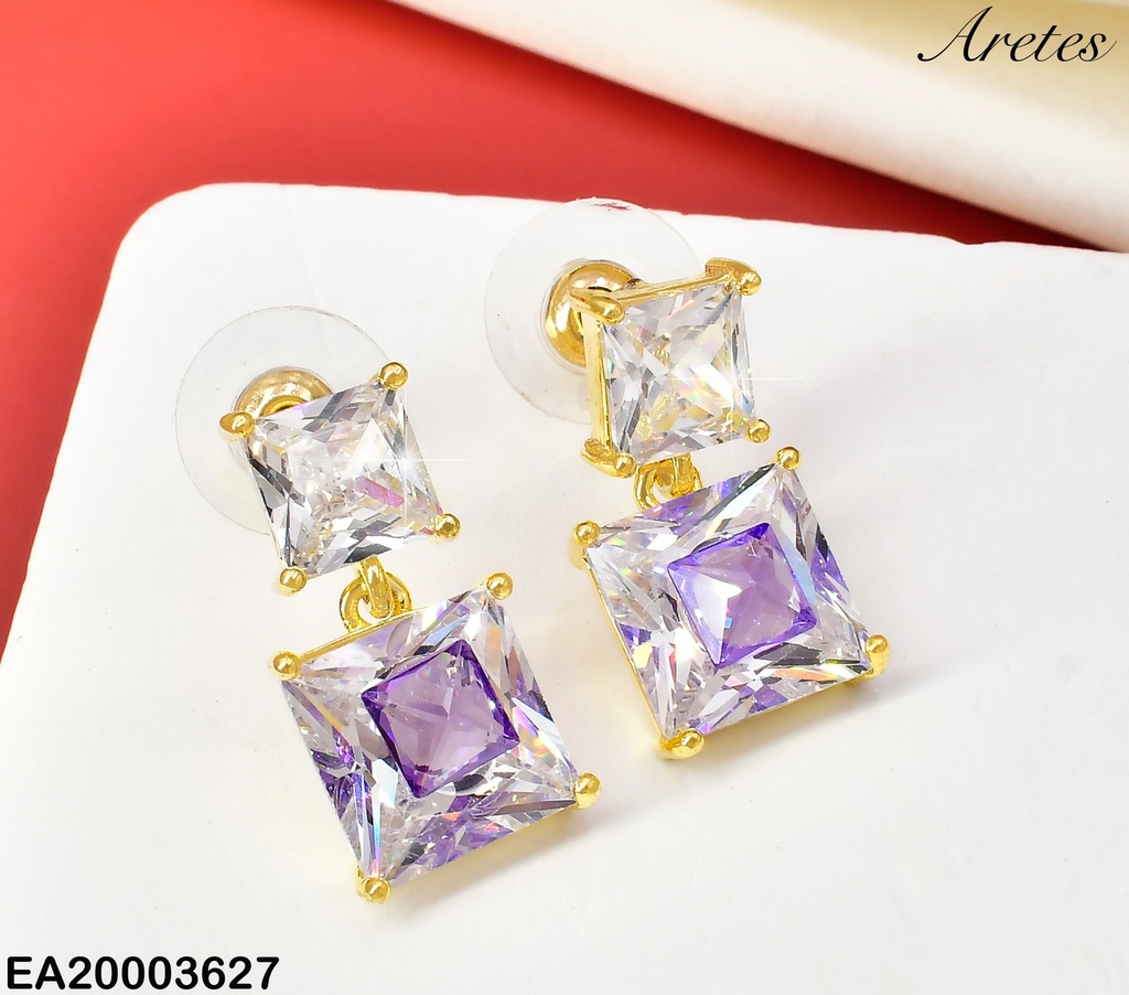 ARETES DOR ZIRC CUADRADA CRISTAL/ZIRC. CD LILA EE1313-132