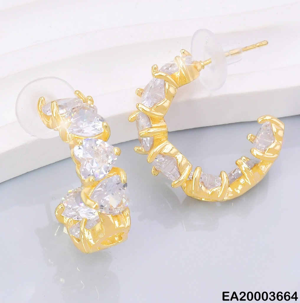 ARETES DOR "C"/ZIRC CORAZON CRISTAL EE1431-6