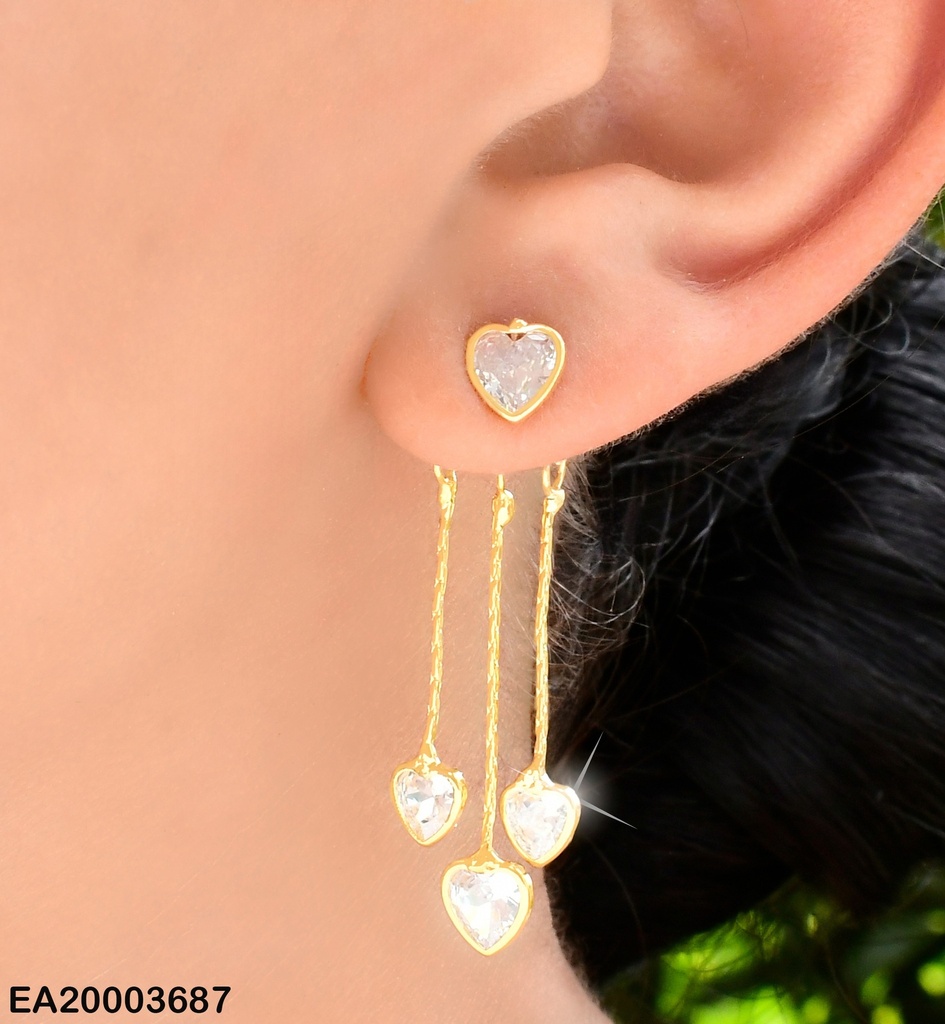 ARETES ZIRC.CORAZON C/BORDE 3 COLGANTES EE1231-132