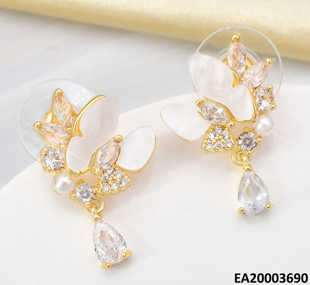 ARETES MARIPOSA BLANCA C/ZIRC-PERLITAS EE1469-6