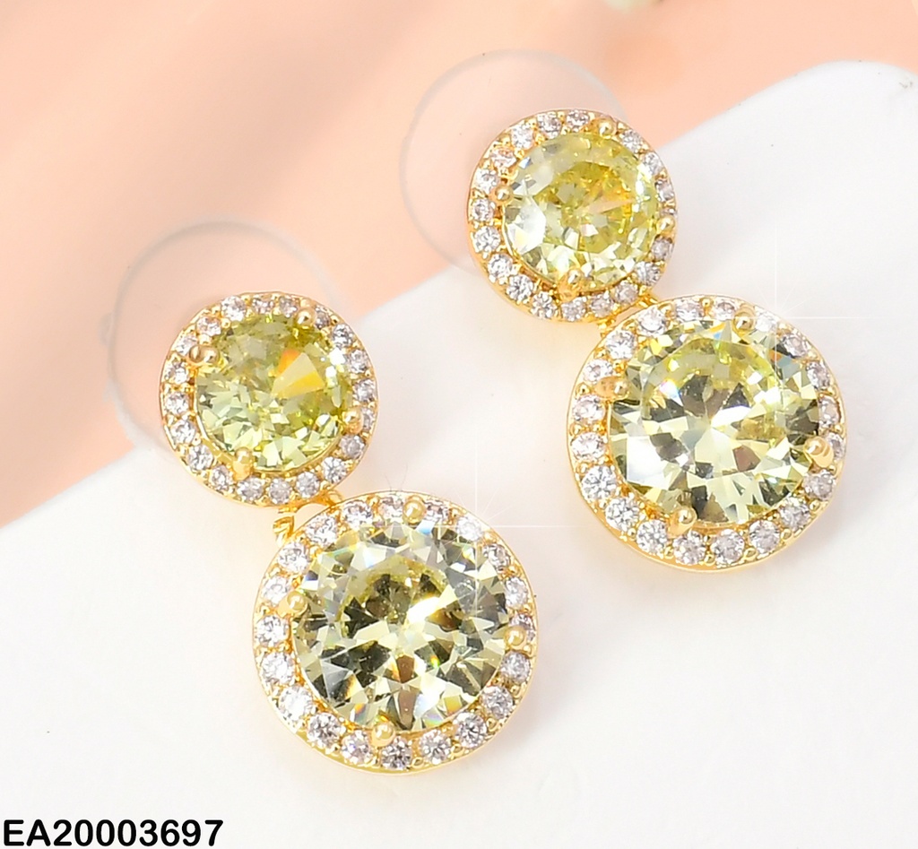 ARETES 2 ZIRCONIAS RD. VERDES VERTICAL C/BORDE EE1477-6