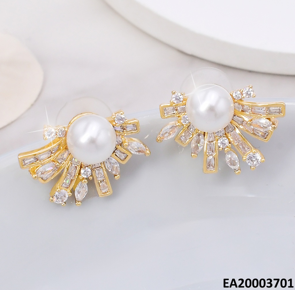 ARETES DOR MEDIO SOL/PERLA EE1485-6