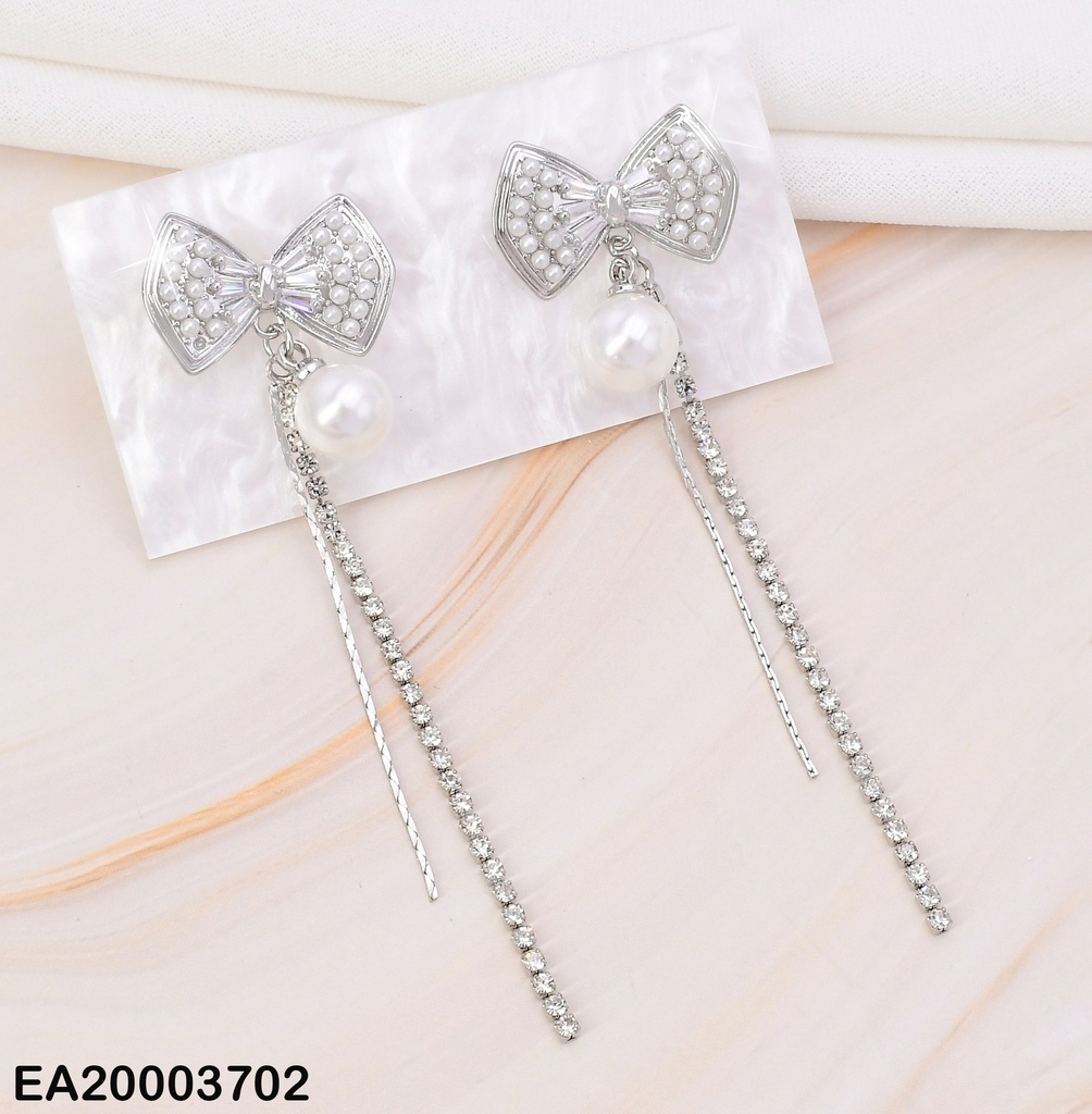 ARETES PLAT. LAZO ZIRC/PERLA/COLGANTES EE1496-6
