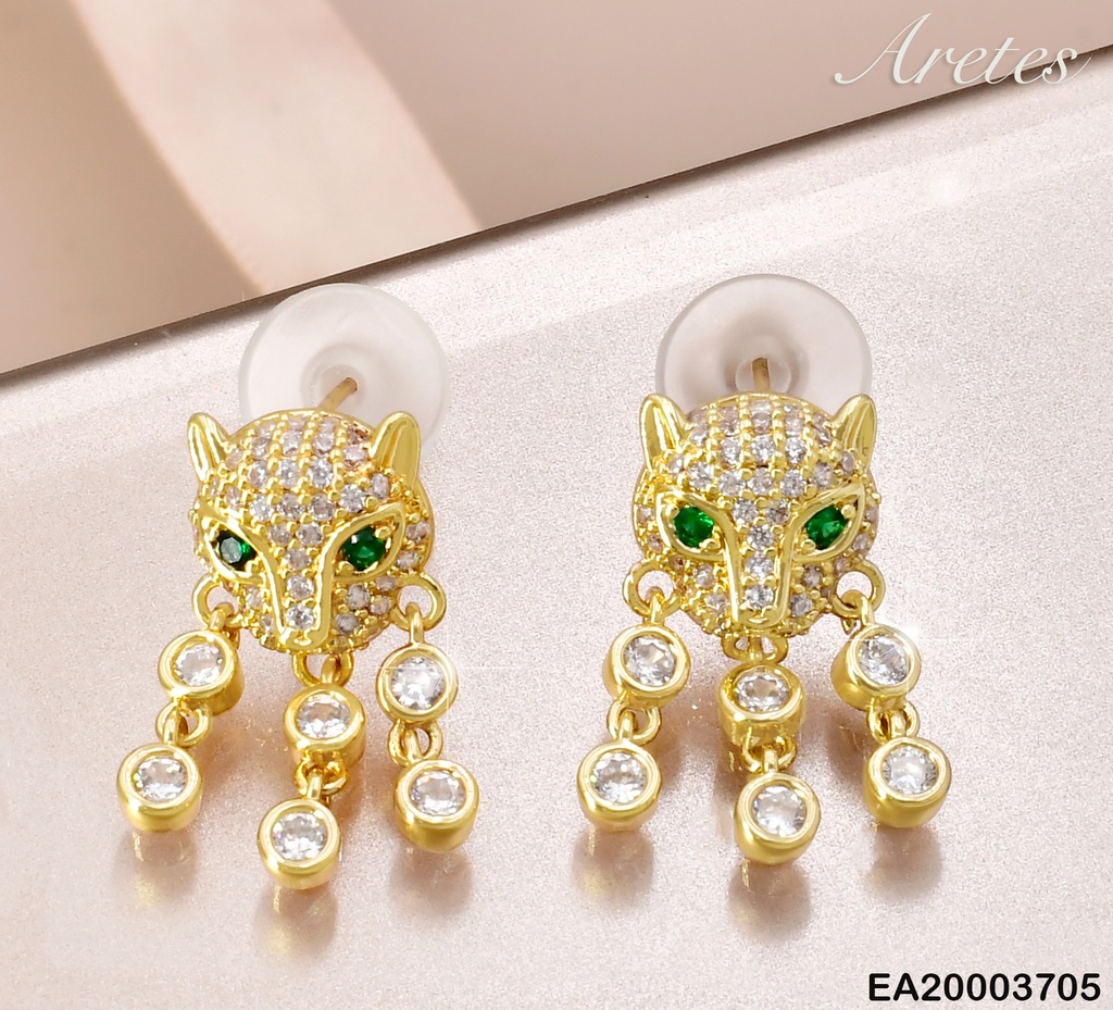 ARETES DOR PANTERA CON COLGANTES EE1499-6