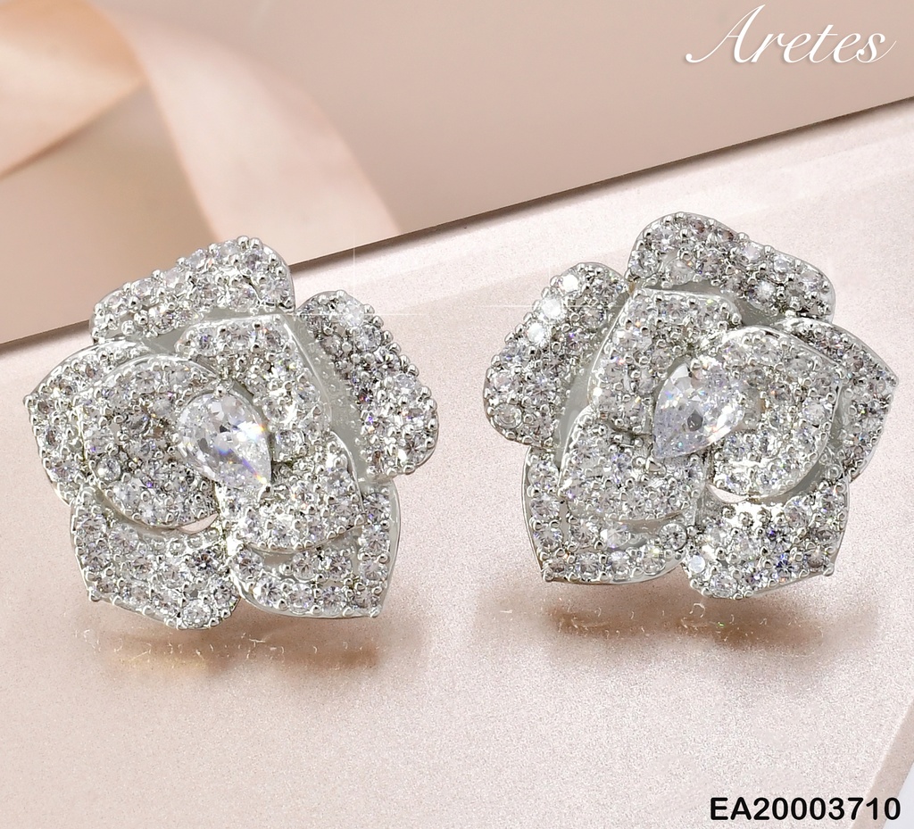 ARETES PLAT FLOR ZIRC CRISTAL EE1512-6