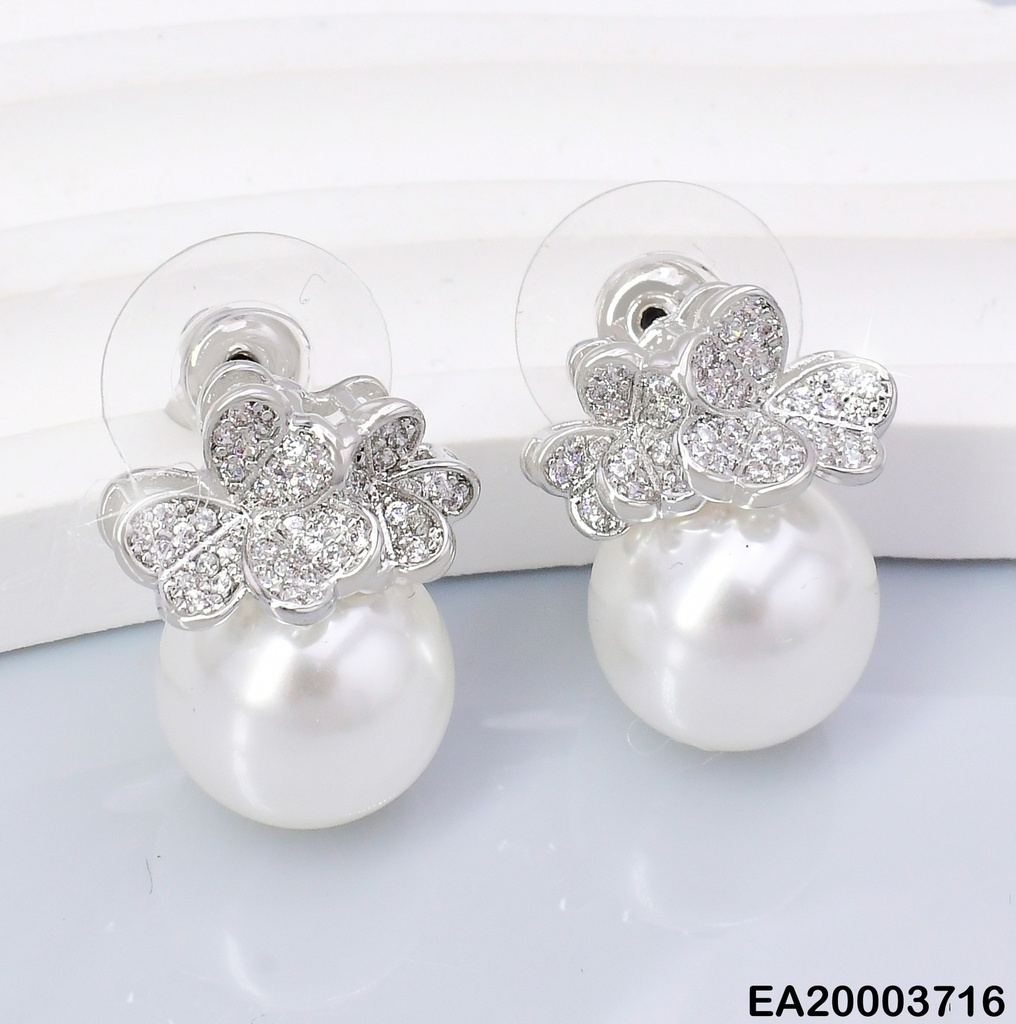 ARETES PLAT FLOR  ZIRC/PERLAEE1528-6