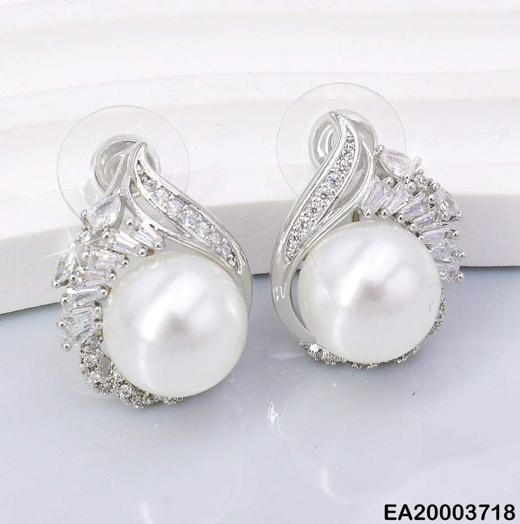 ARETES PLAT CROQUI HOJA ZIRC/ PERLA CENTRO  EE1536-6