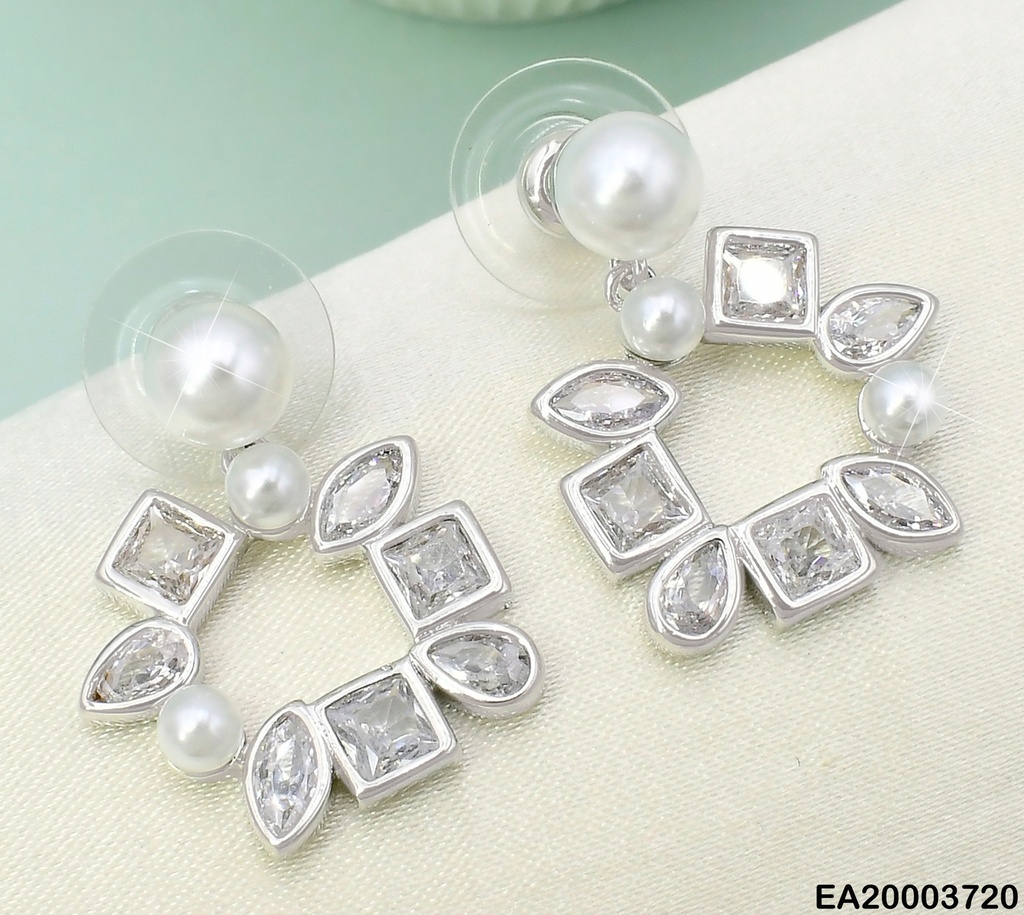 ARETES PLAT PERLA/CIRCULO ZIRC. FORMAS SURT. EE1538-6