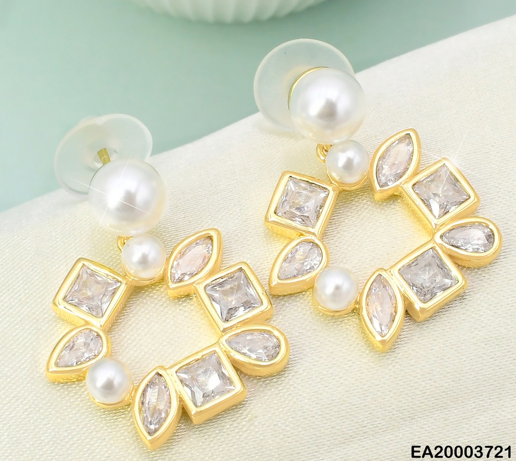 ARETES DOR PERLA/CIRCULO ZIRC. FORMAS SURT. EE1539-6